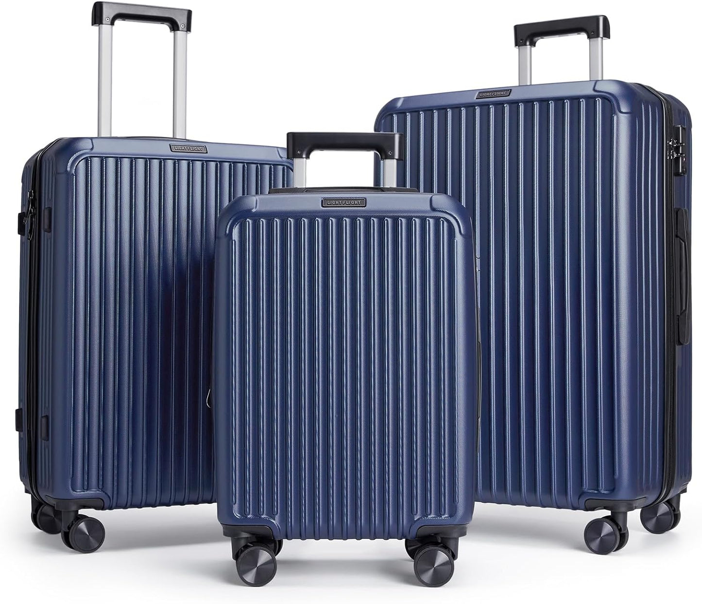 Durable Hard Shell 3 Piece Luggage Set with Spinner Wheels