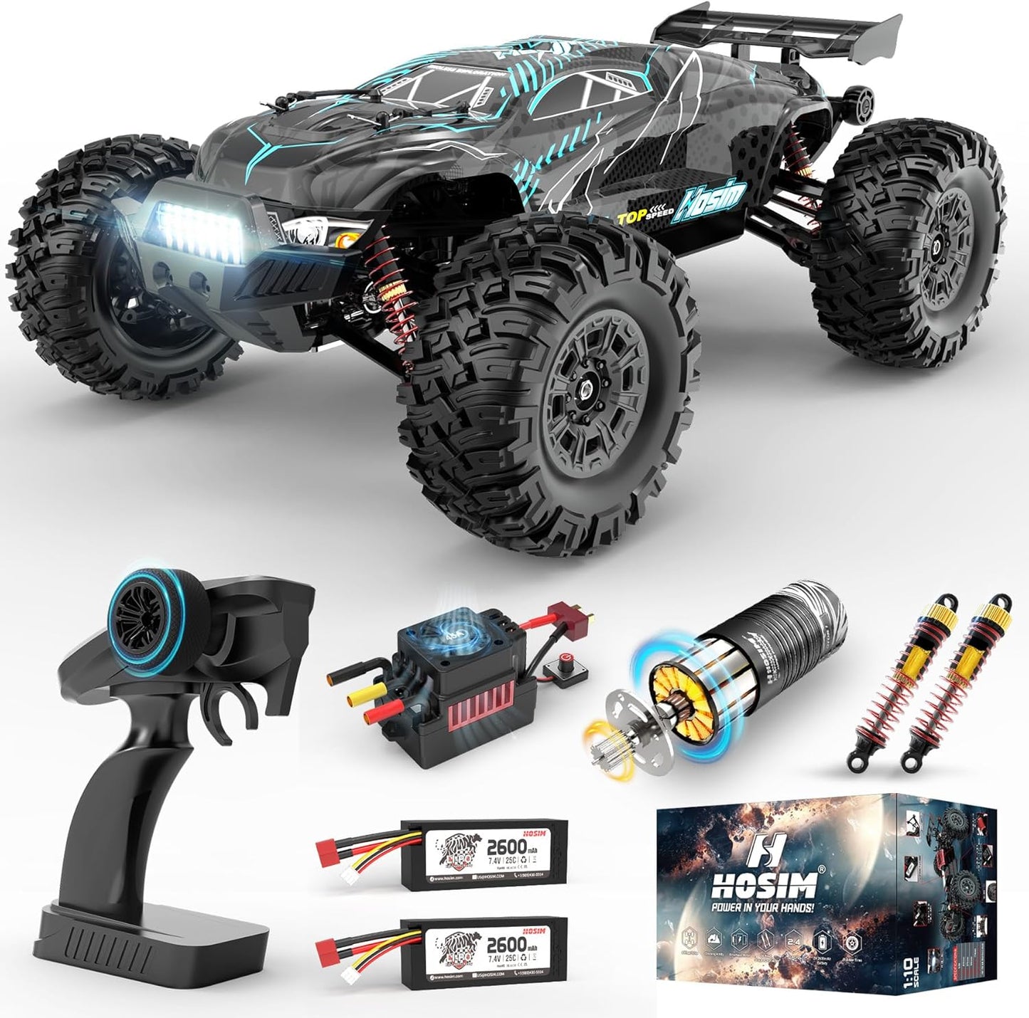 Hosim 1:10 RC Truck - High-Speed 42MPH Brushless Monster Truck