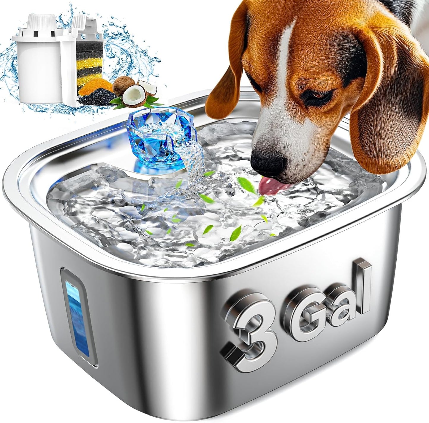 Dog Water Fountain for Large Dogs - 3Gal Stainless Steel Dispenser