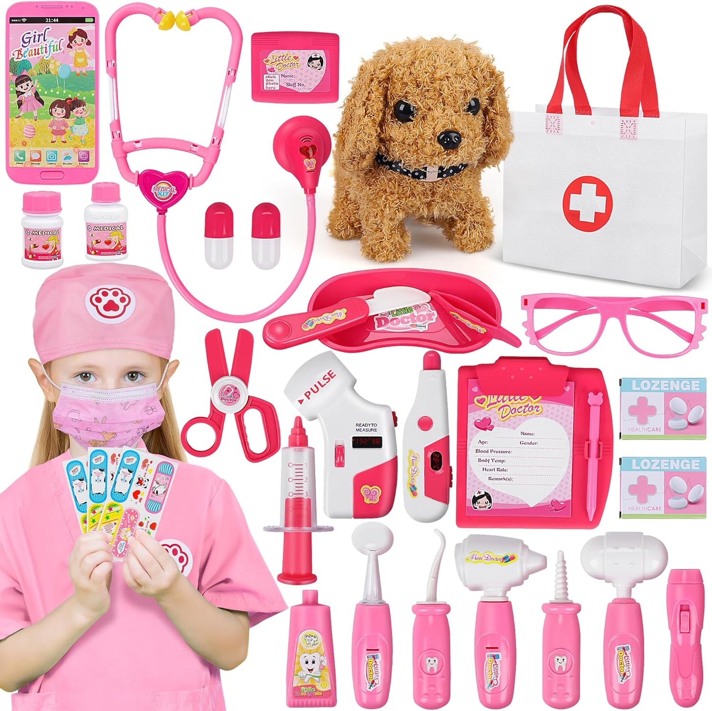 Pet Doctor Dress Up Kit - Pretend Play Set with Dog Toy & Stethoscope - Ideal Gift for Kids