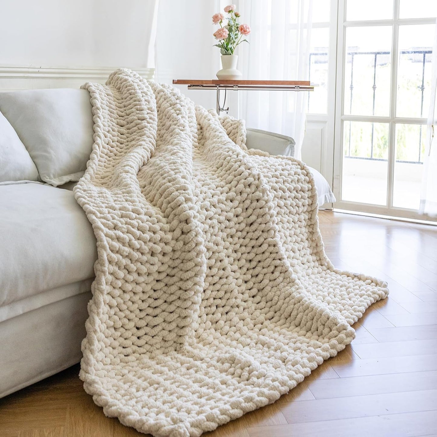 Chunky Knit Blanket - Luxury Soft Cozy 40in x 50in Throw