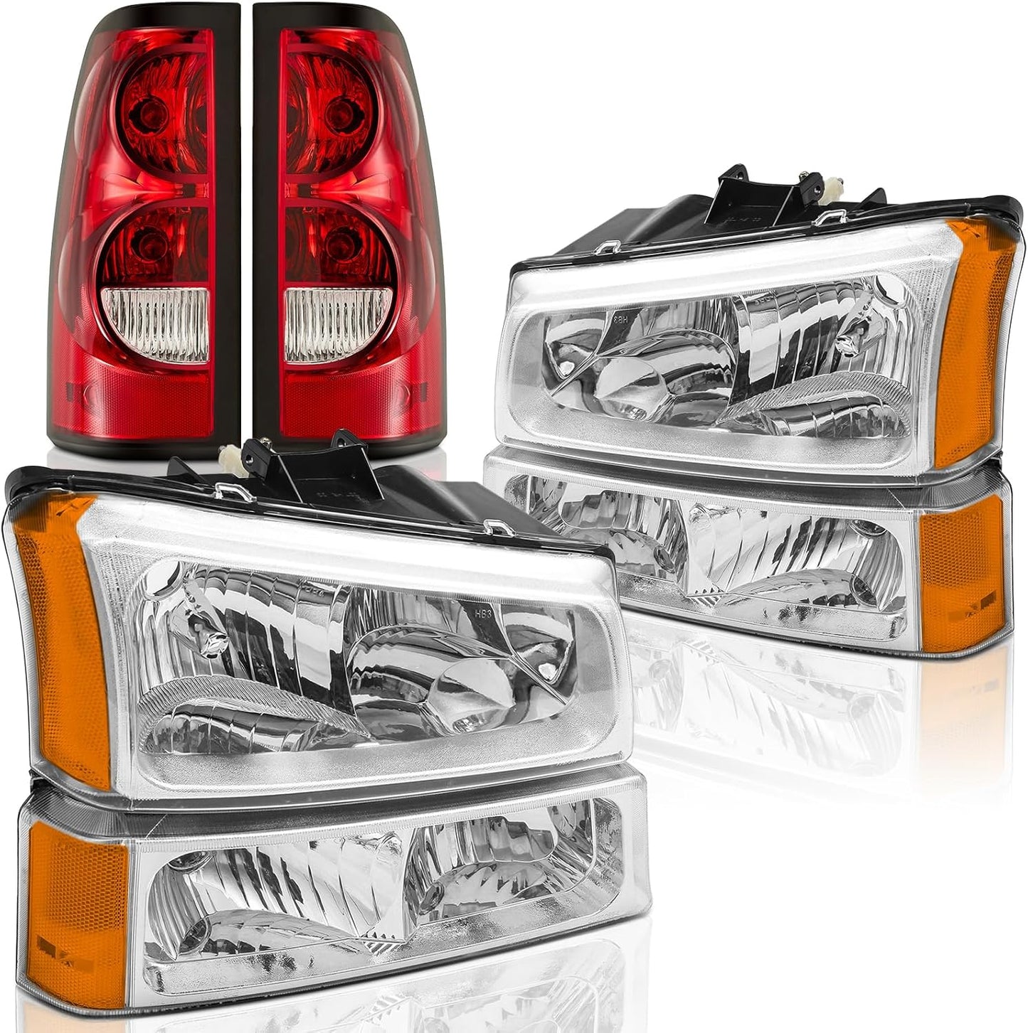 Headlights and Taillights Assembly Combo Kit for Chevy Silverado