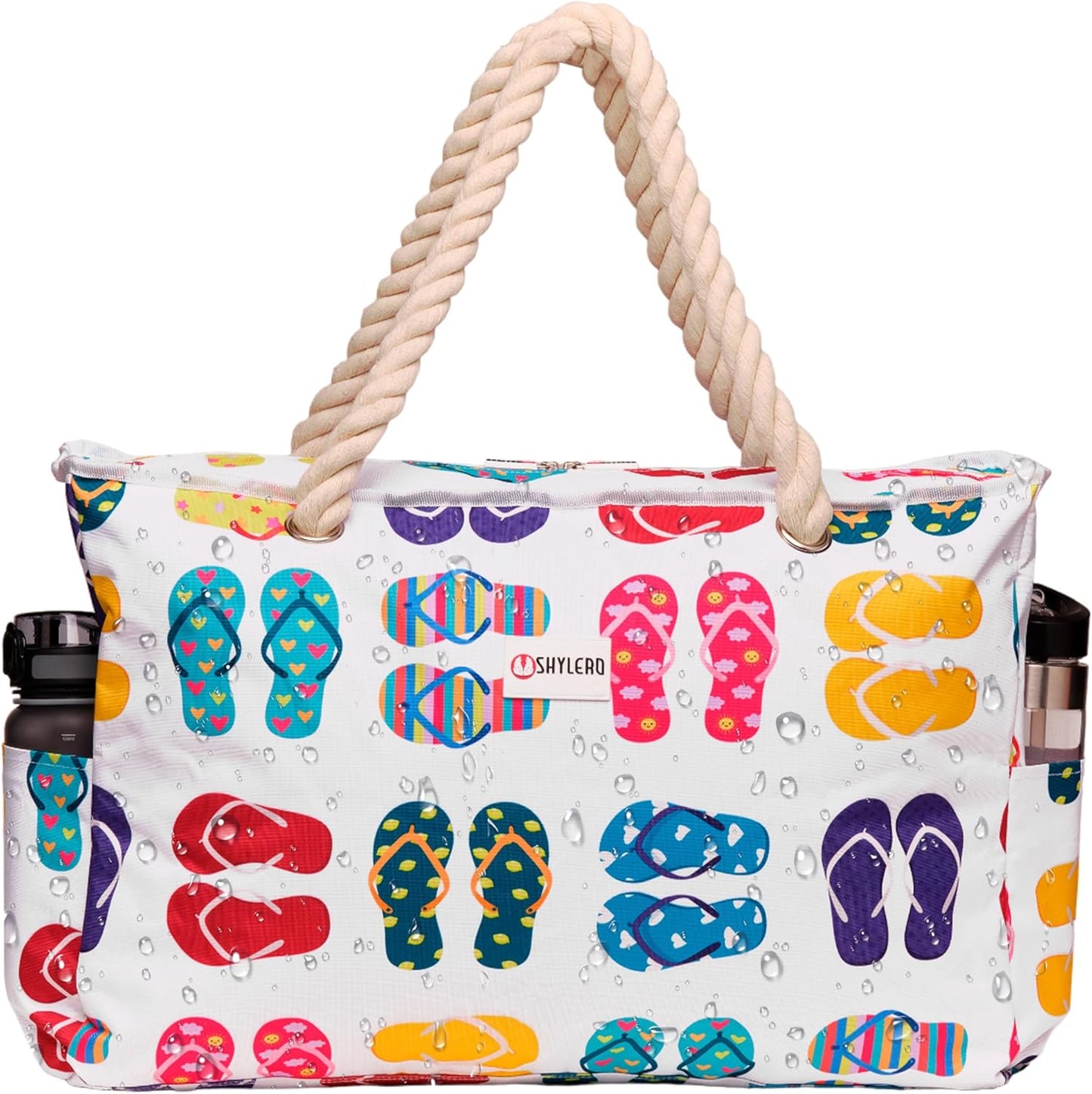 SHYLERO Beach Bag with Airtight Pouch and Multiple Pockets