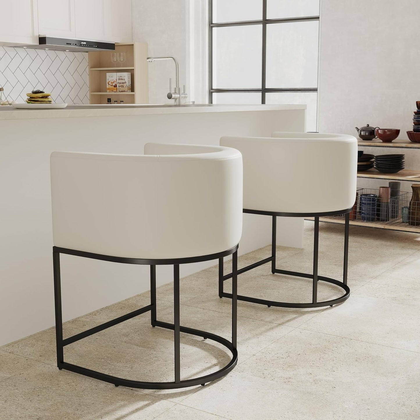Modern PU Leather Bar Stools Set of 2 for Stylish Dining