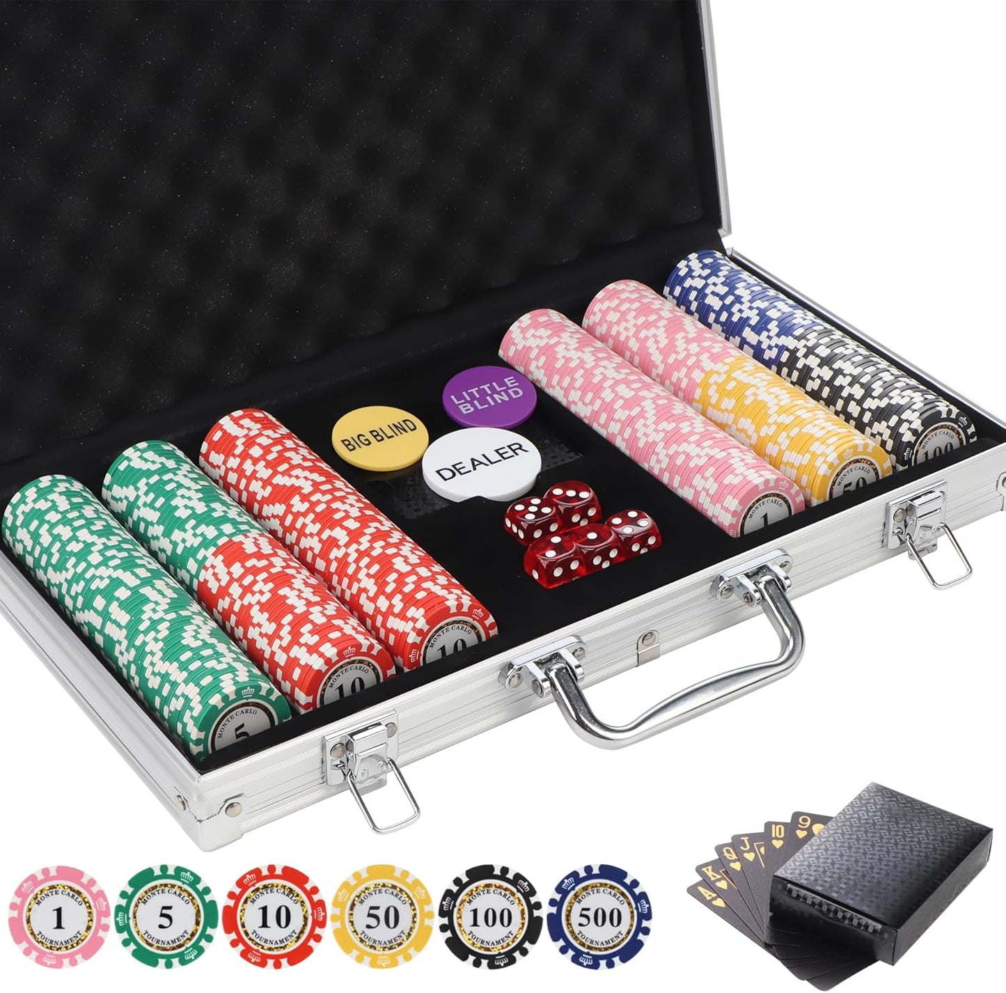 Premium Numbered Poker Chips Set for Texas Hold'em and Blackjack