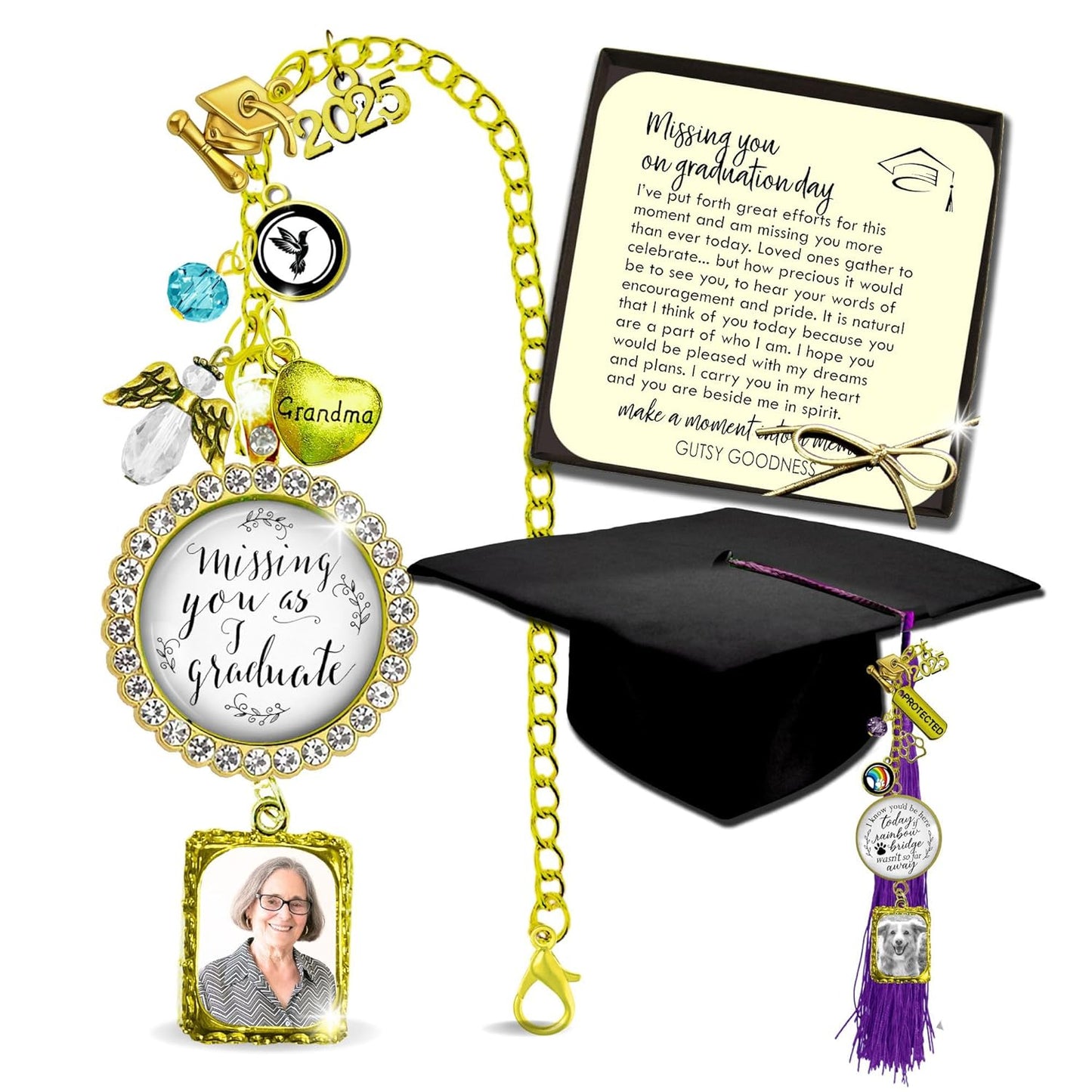 Graduation Cap Tassel Memorial Photo Charm for Cherished Memories