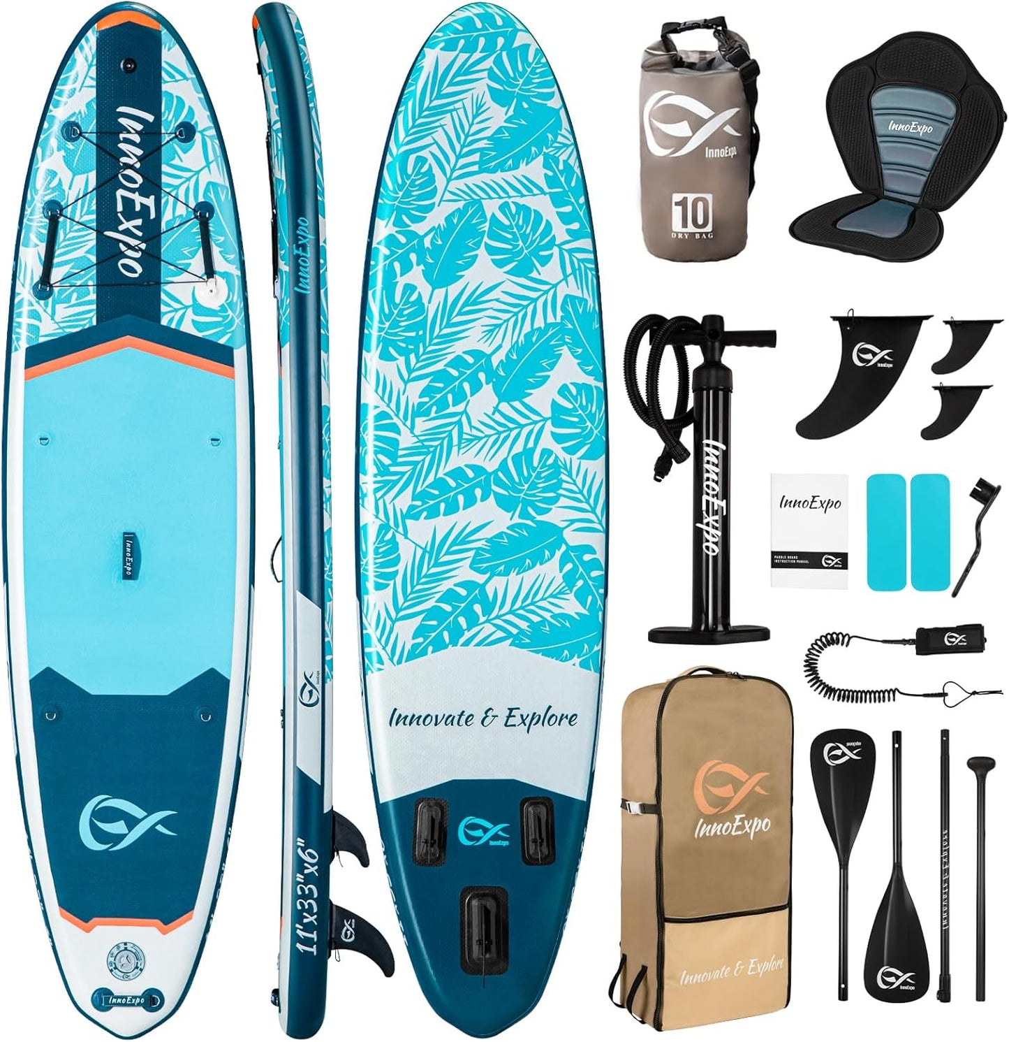 InnoExpo 11ft Inflatable Stand Up Paddle Board for All Levels