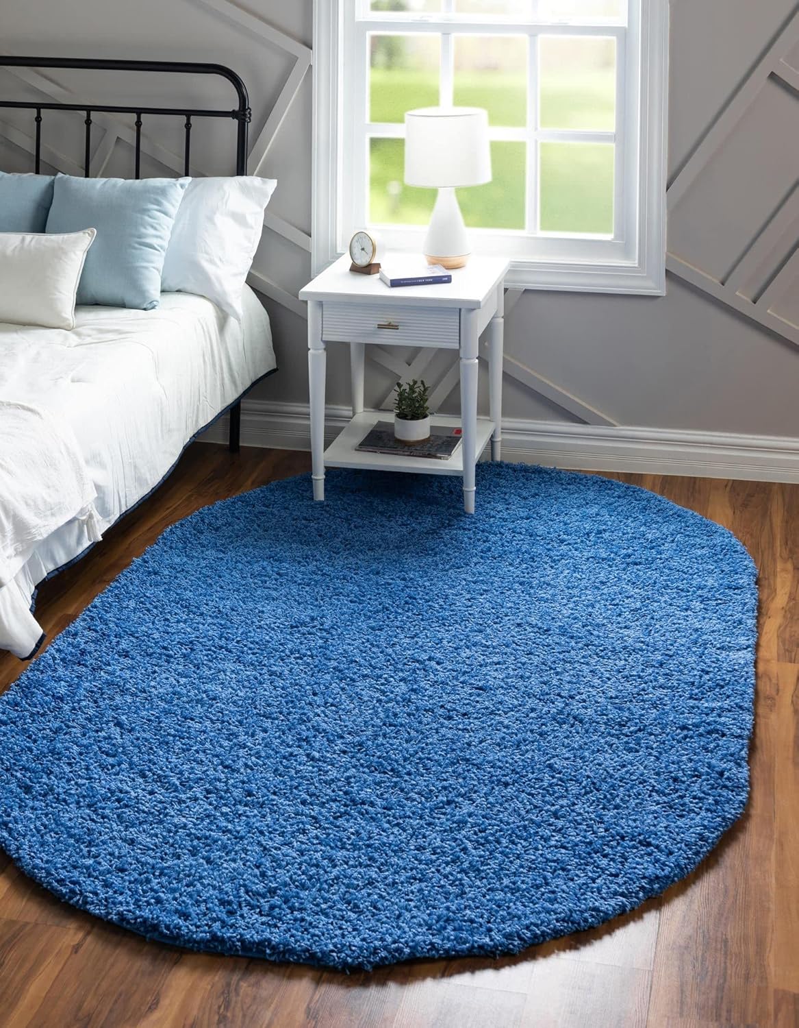 Unique Loom Solid Shag Collection Area Rug in Periwinkle Blue
