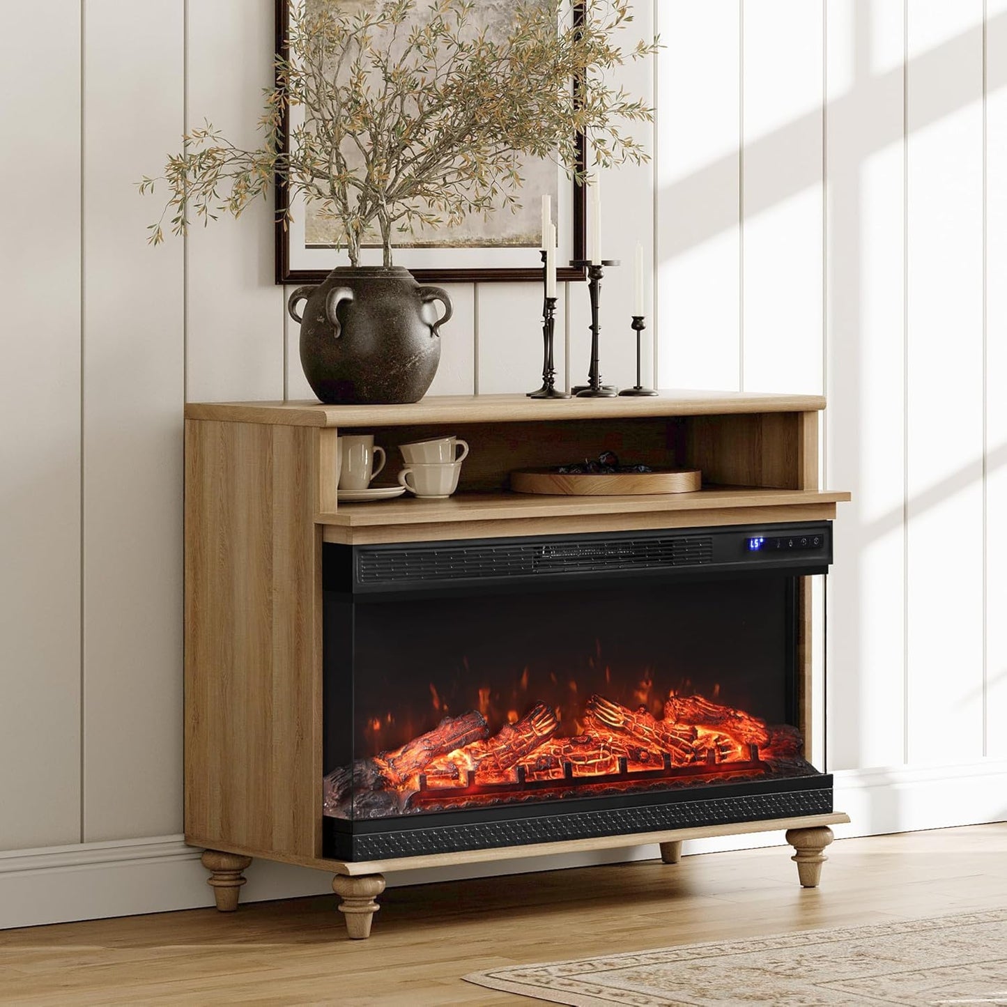 Farmhouse Fireplace TV Stand for Cozy Living Room