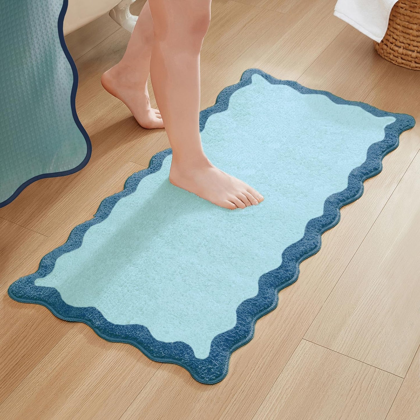 MONDAY MOOSE Bath Mat with Scalloped Wavy Ripple Design