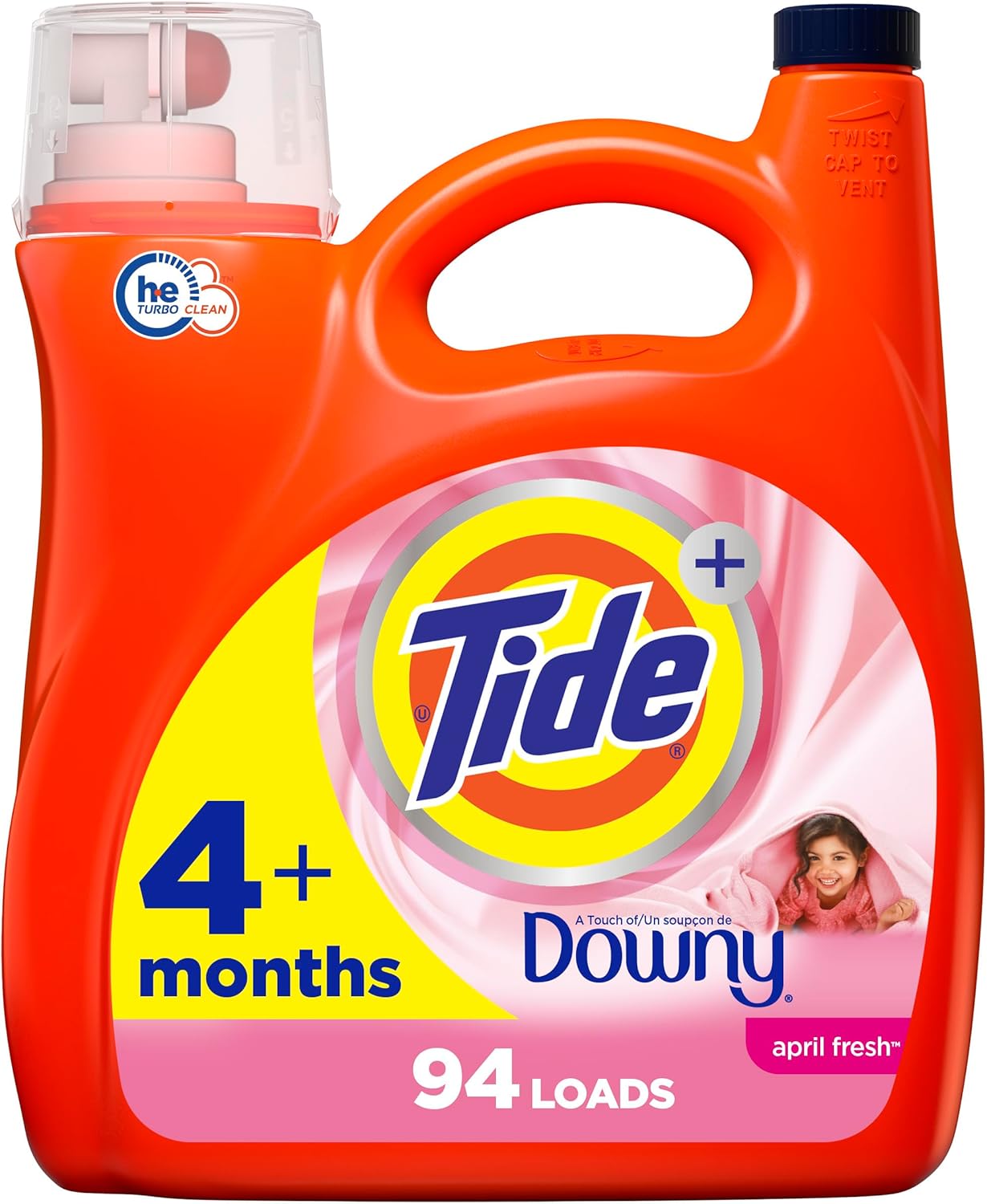 Tide + Downy Liquid Detergent, April Fresh Scent, HE Compatible 94 Loads