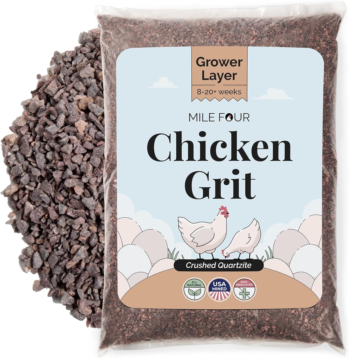 Mile Four Chicken Grit for Layer & Grower Chickens 50 lbs