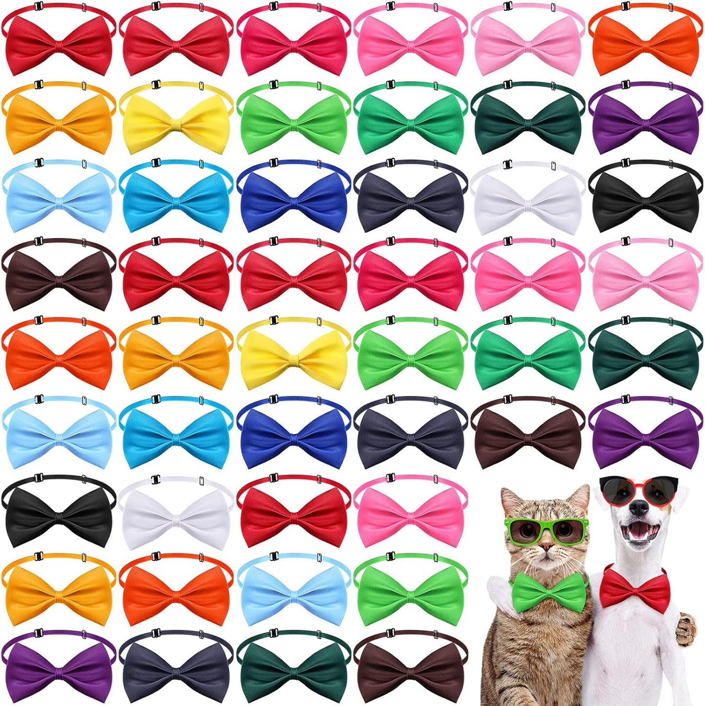 200 Pieces Dog Bow Ties Bulk for Pets with Adjustable Collar