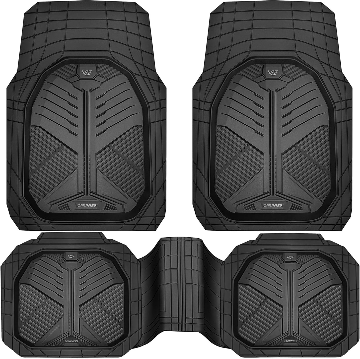 CAR PASS Heavy Duty Rubber Car Mats for All Weather Protection