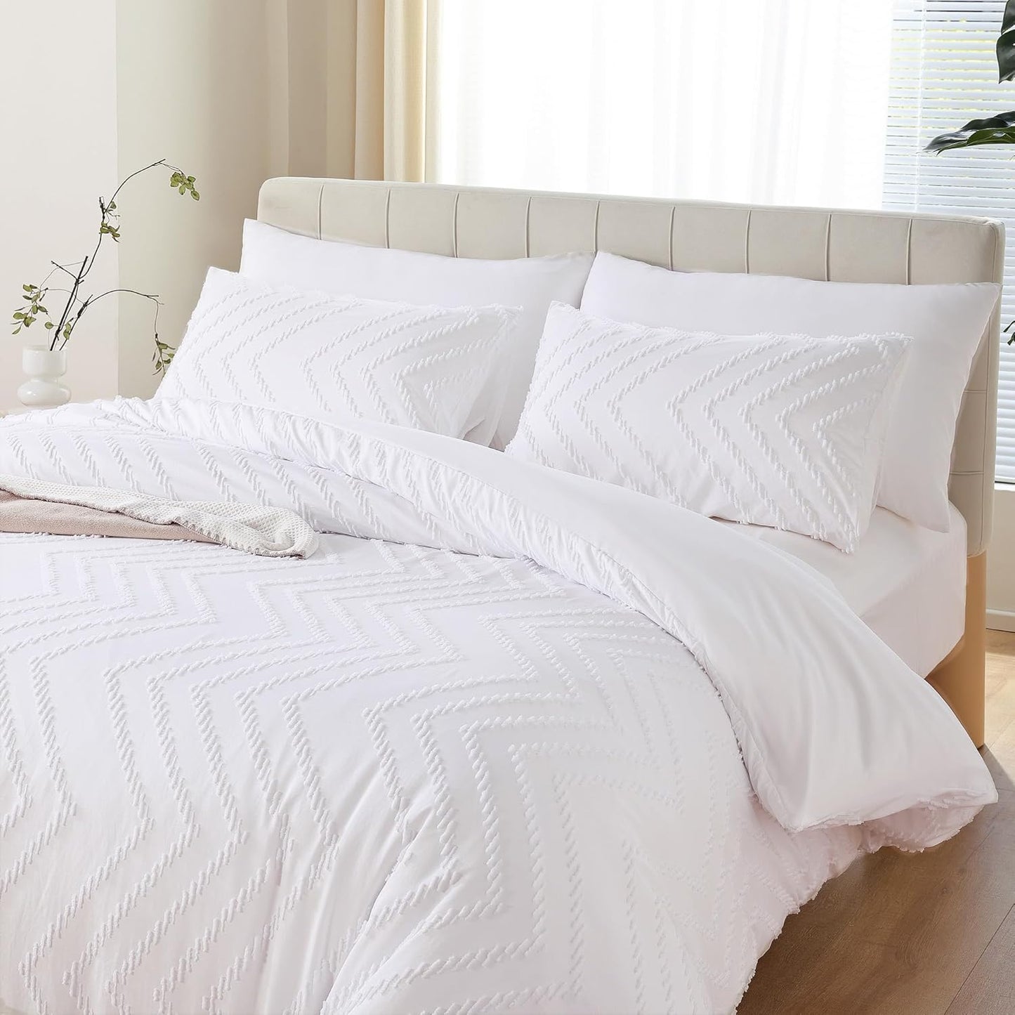 YIRDDEO White Comforter Set 3Pcs for Boho Full Size Bedding