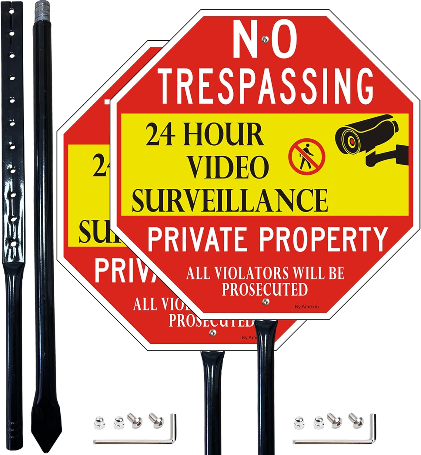 Large No Trespassing Sign with 36in Metal Stake for Security