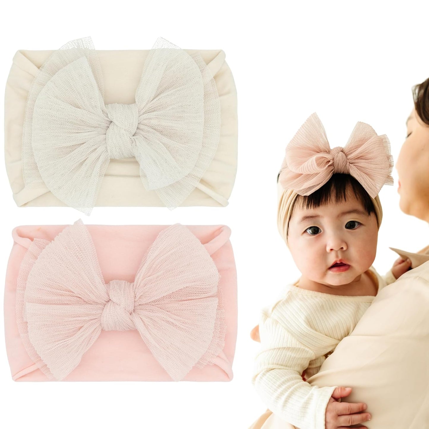 Baby Bling 2PK TULLE FAB Headbands for Stylish Baby Girls