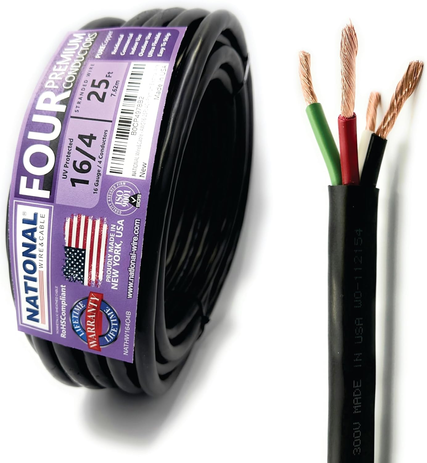 16 AWG 4-Conductor Premium Copper Wire for LED and DIY Projects