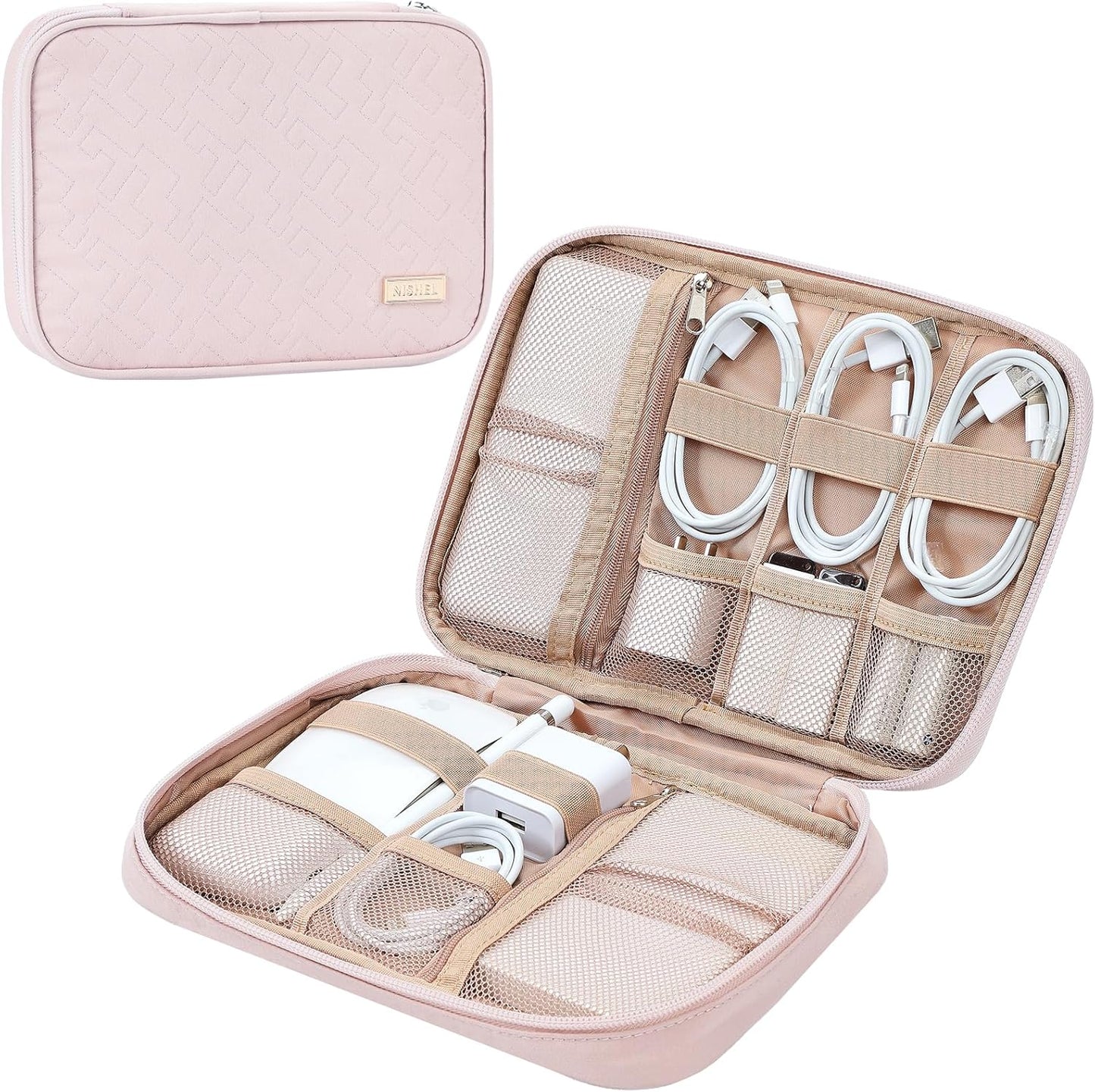 NISHEL Pink Travel Cord Organizer: Secure Tech Essentials!