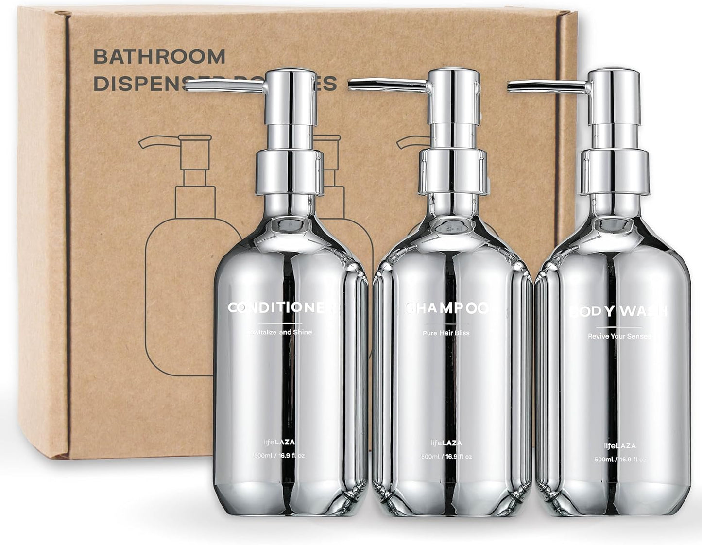 LifeLAZA Silver Shower Dispenser Set