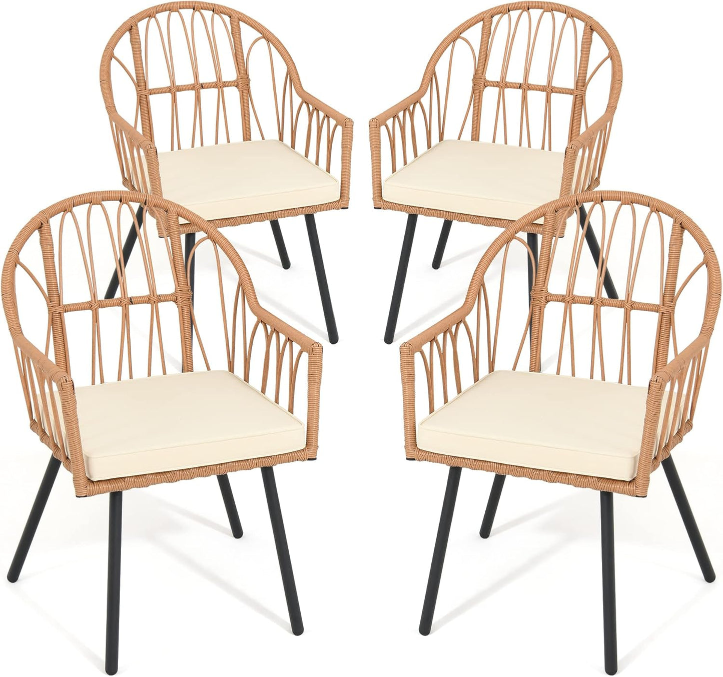 YITAHOME Rattan Wicker Dining Chairs Set for Indoor Outdoor Use