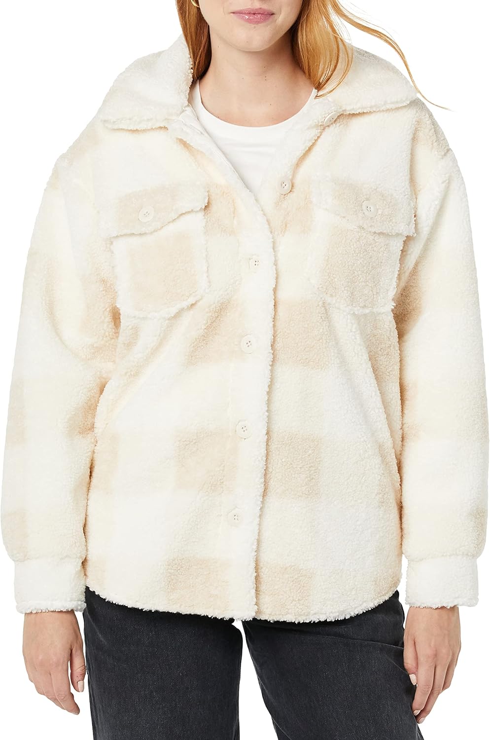 Oversized Teddy Sherpa Shirt Jacket for Women - Cozy Style