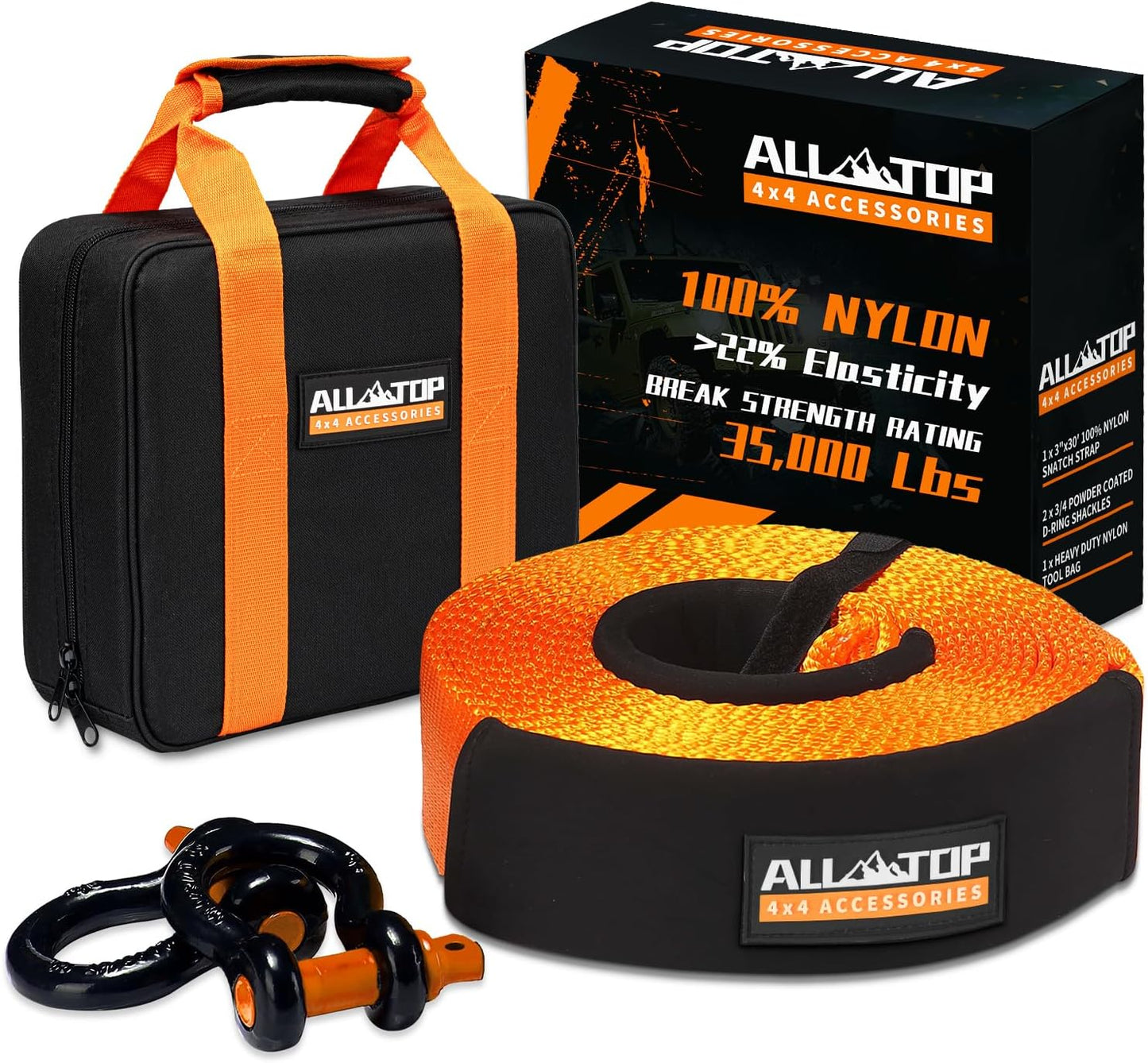 ALL-TOP Heavy Duty Tow Strap Recovery Kit for Ultimate Strength