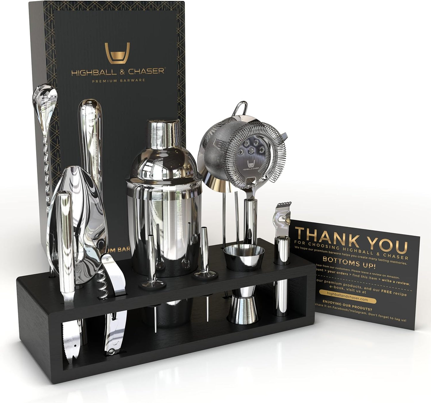 Stainless Steel Cocktail Shaker Set for Home Bar | 30 Recipes eBook