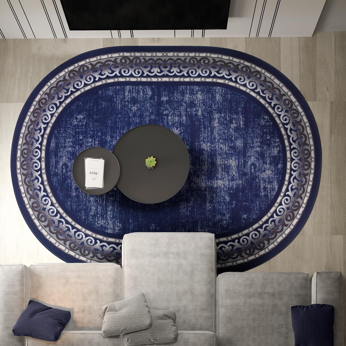 Antep Rugs Bordered Modern 5x7 Non-Slip Indoor Area Rug