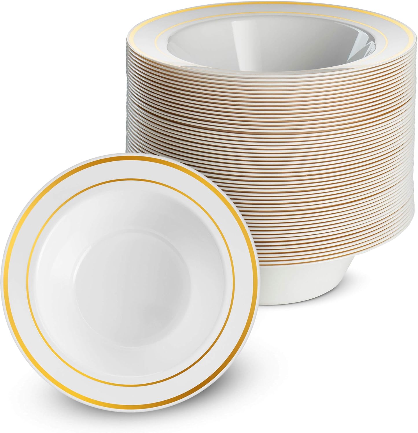 100-Pack BloominGoods White Gold Trim Dessert Bowls