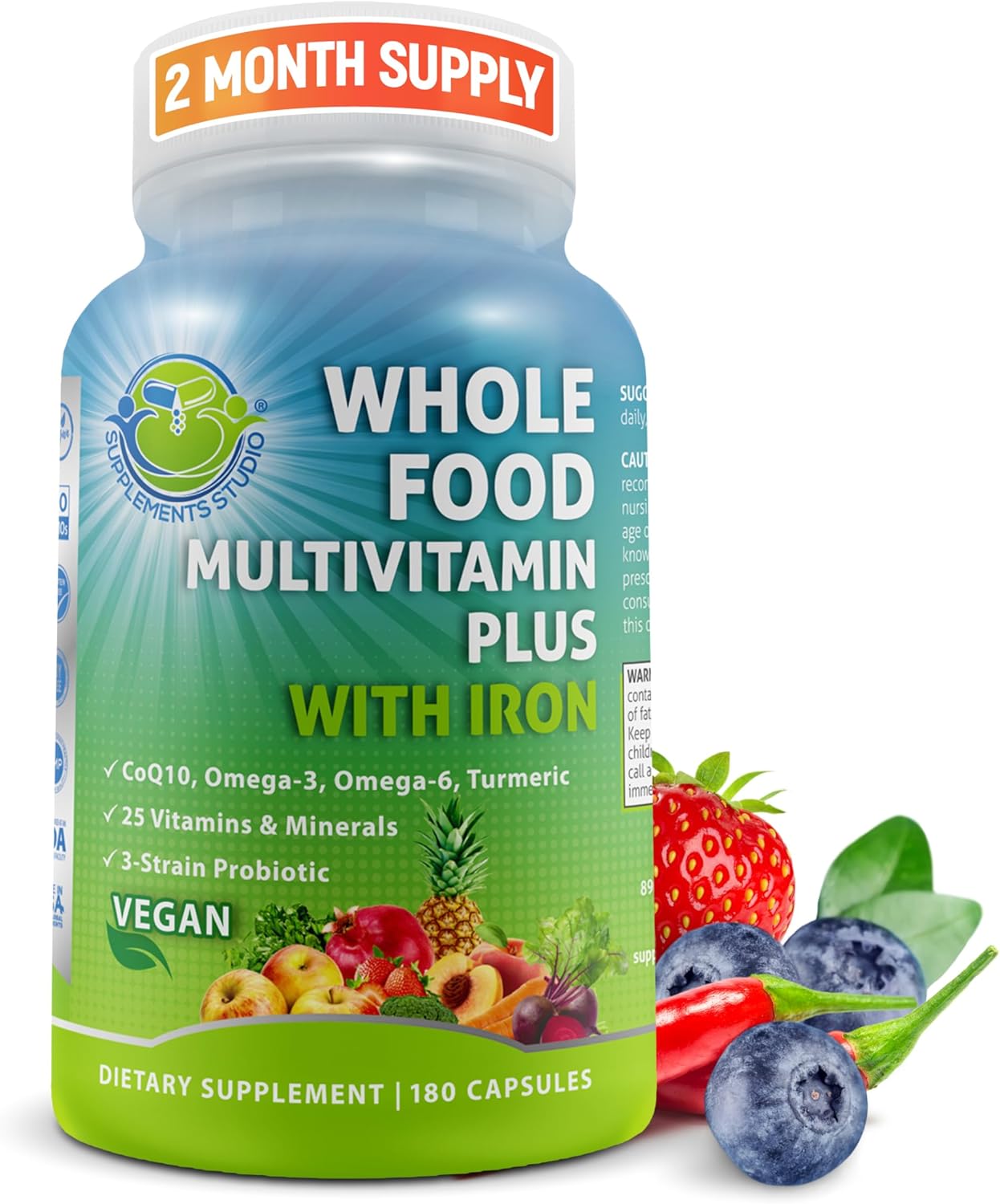 Vegan Whole Food Daily Multivitamin with Iron for Wellness