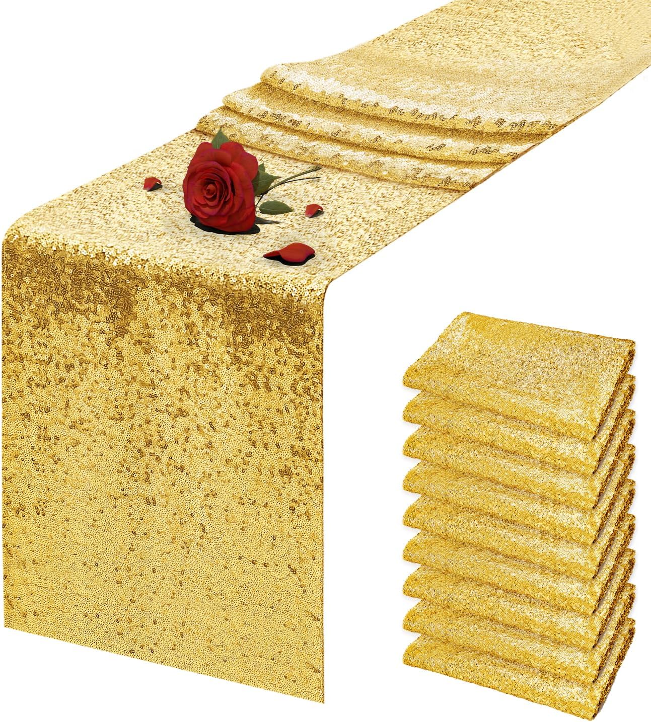 Gold Sequin Table Runner 12 x 72 inches for Events and Parties