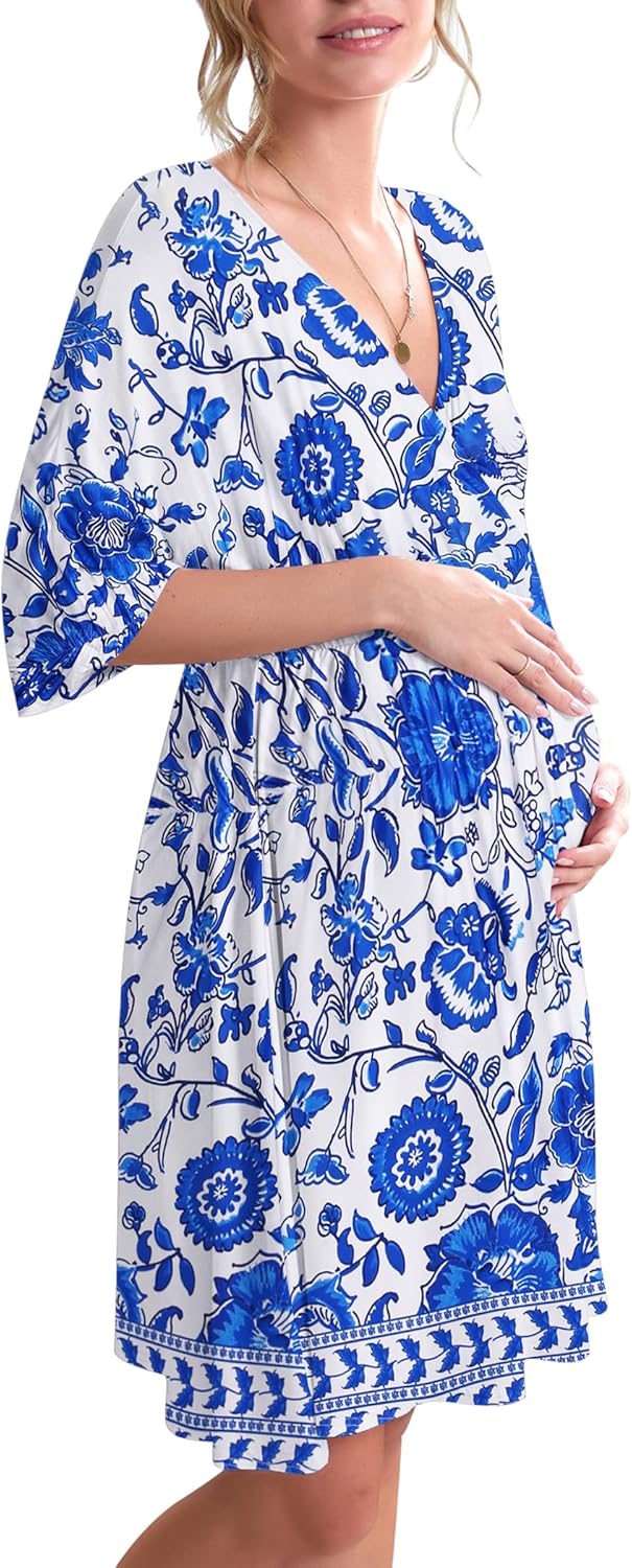 Ekouaer 3 in 1 Labor Delivery Hospital Gown for Nursing Moms