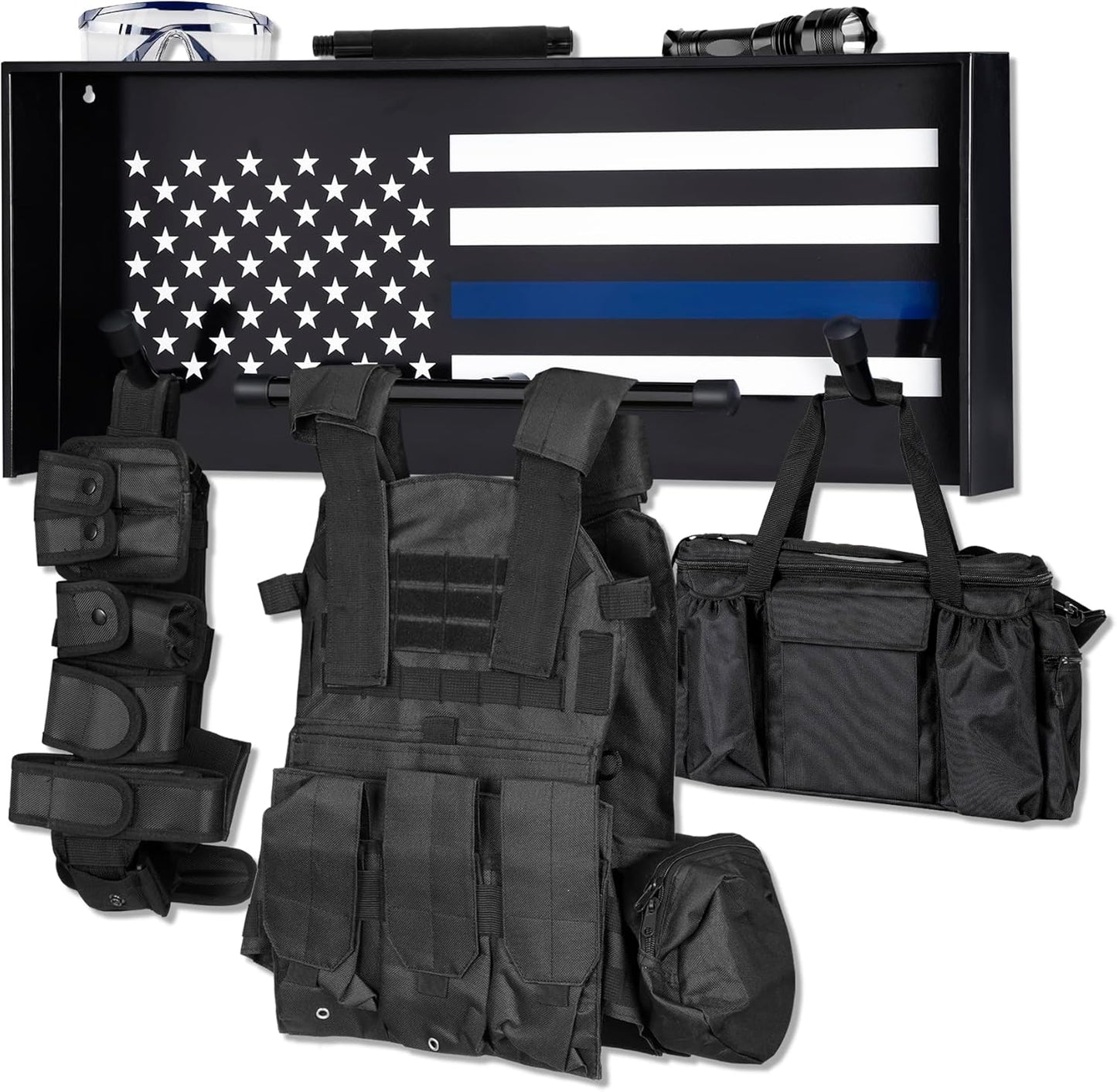 Wall Mounted Police Gear Rack for Tactical Duty Gear Storage