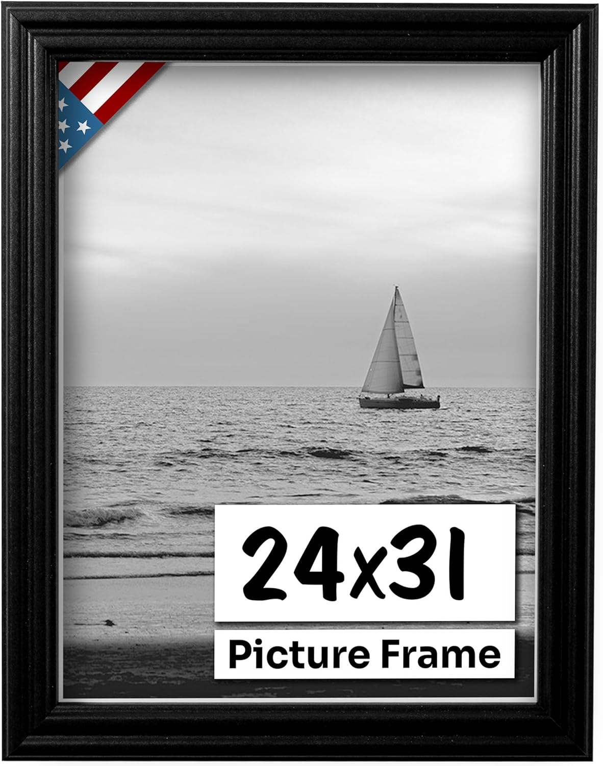 Black 24x31 Picture Frame - Handmade Solid Wood Wall Decor