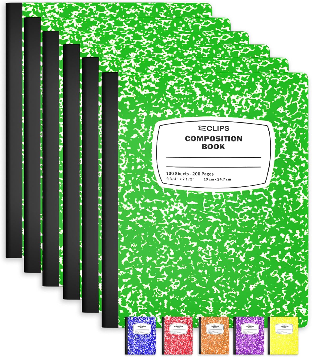 Marble Composition Notebooks, 6 Pack - Wide Ruled, 100 Sheets