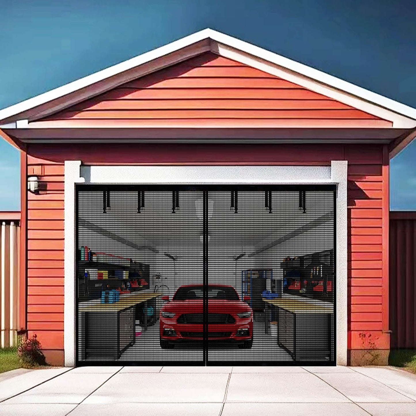 Premium Garage Door Screen for 1 Car Garage 12x7ft - Durable Mesh