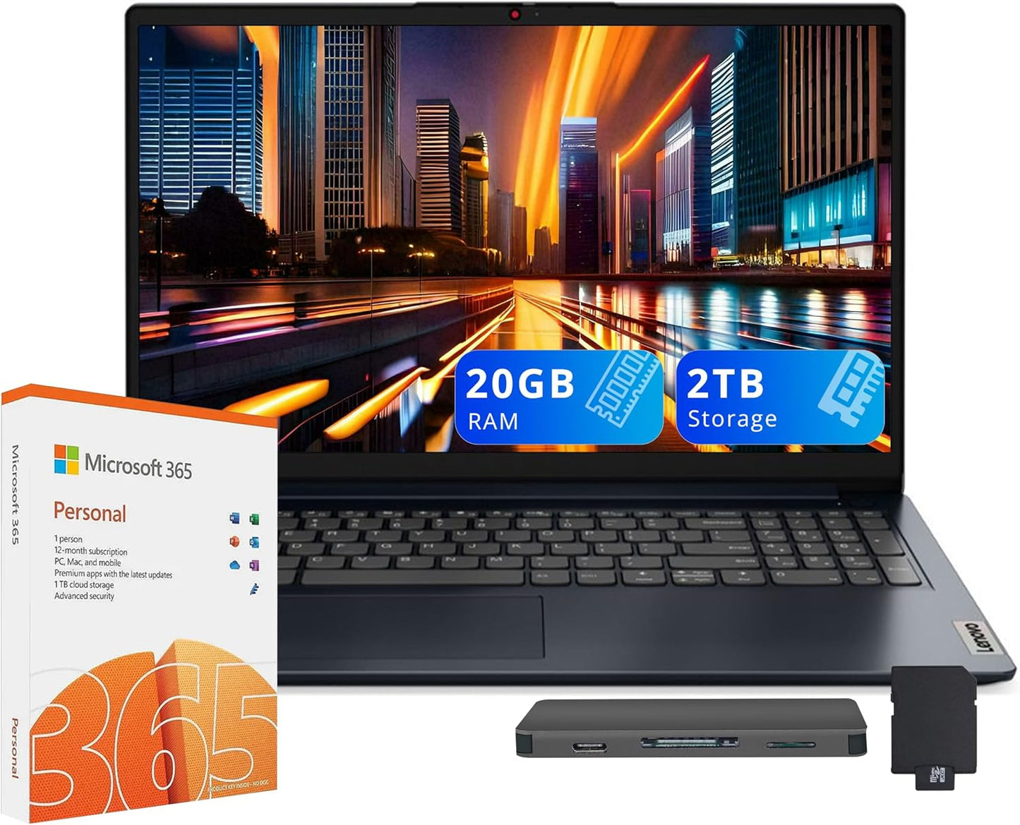 Lenovo IdeaPad 1 15.6 HD Laptop with 20GB RAM and 2TB Storage