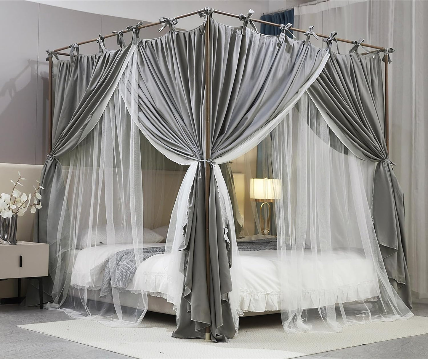 Double Layer Cozy Princess Canopy - 64x82 Queen