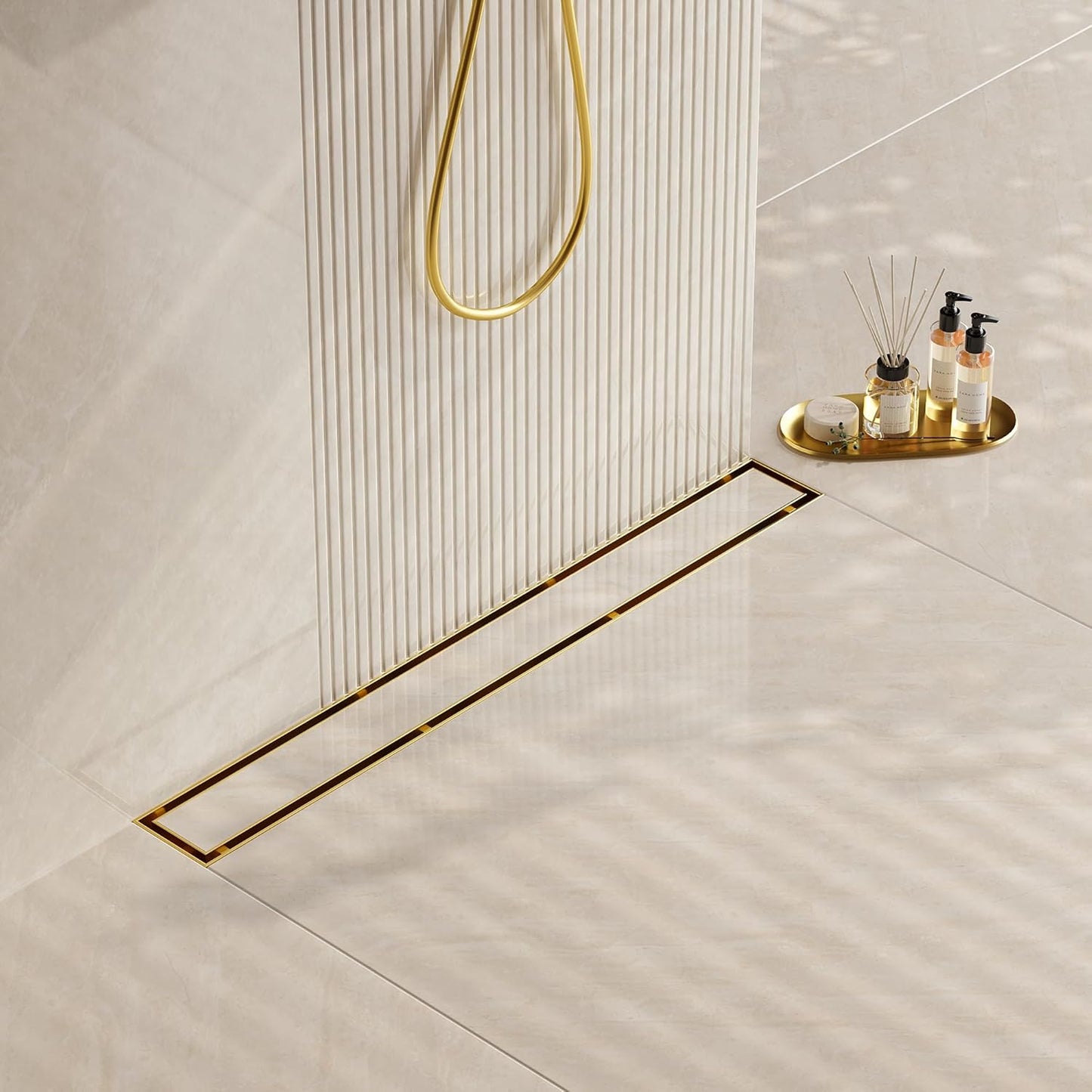 Neodrain 48-Inch Gold Linear Shower Drain for Stylish Bathrooms