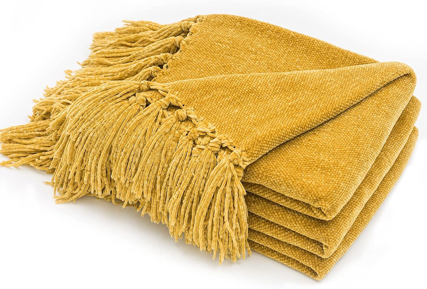 RECYCO Soft Cozy Chenille Throw Blanket with Fringe Tassel