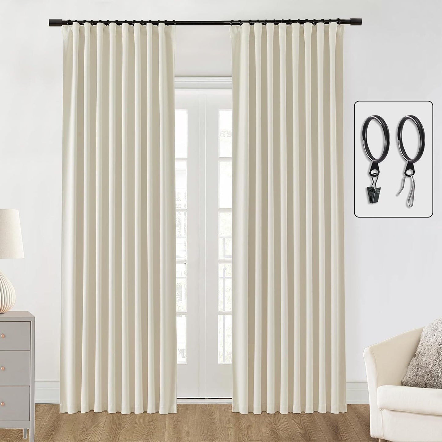 SHINELAND 90 Inch Blackout Curtains for Living Room and Bedroom