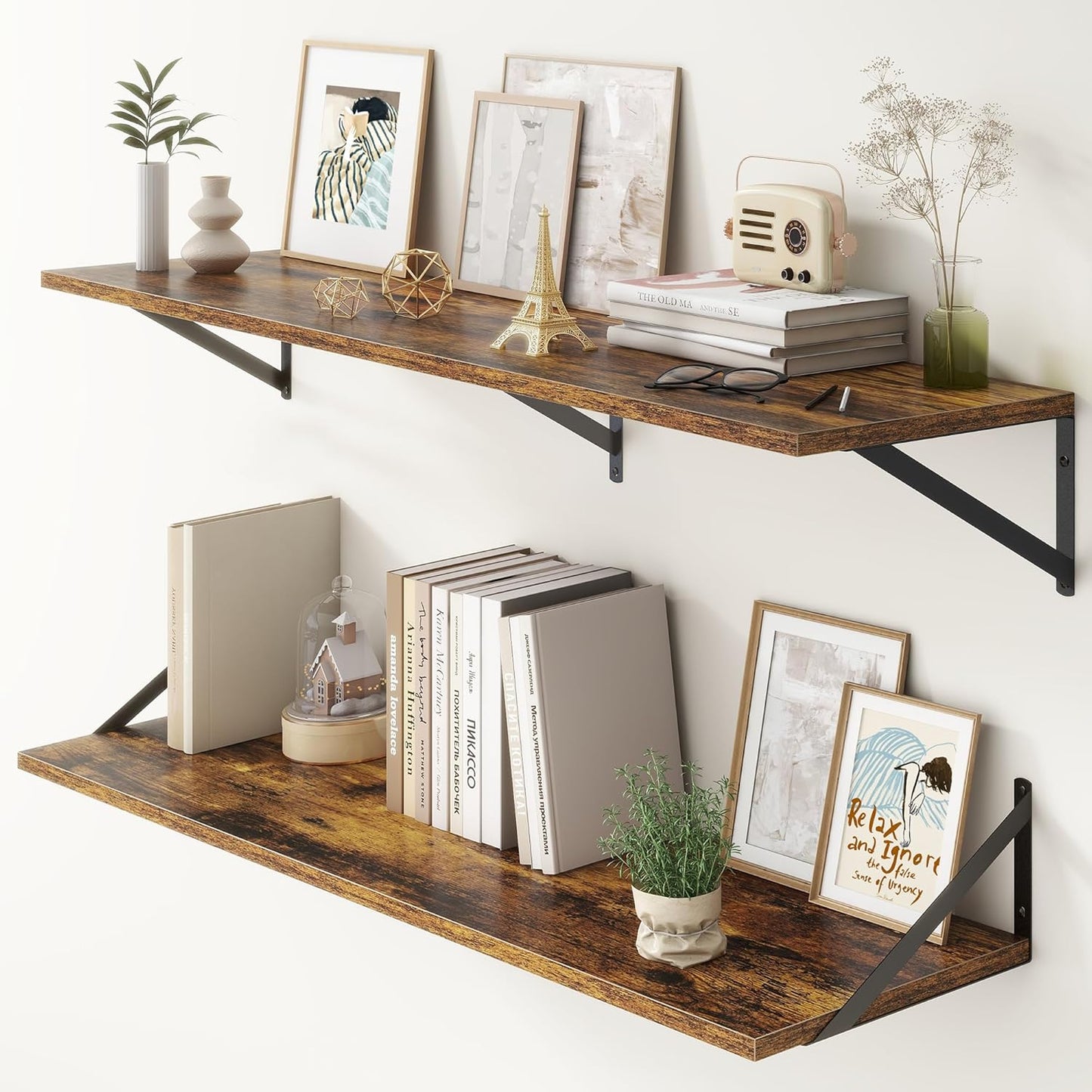 12 Inch Deep Floating Shelves for Rustic Home Decor and Storage