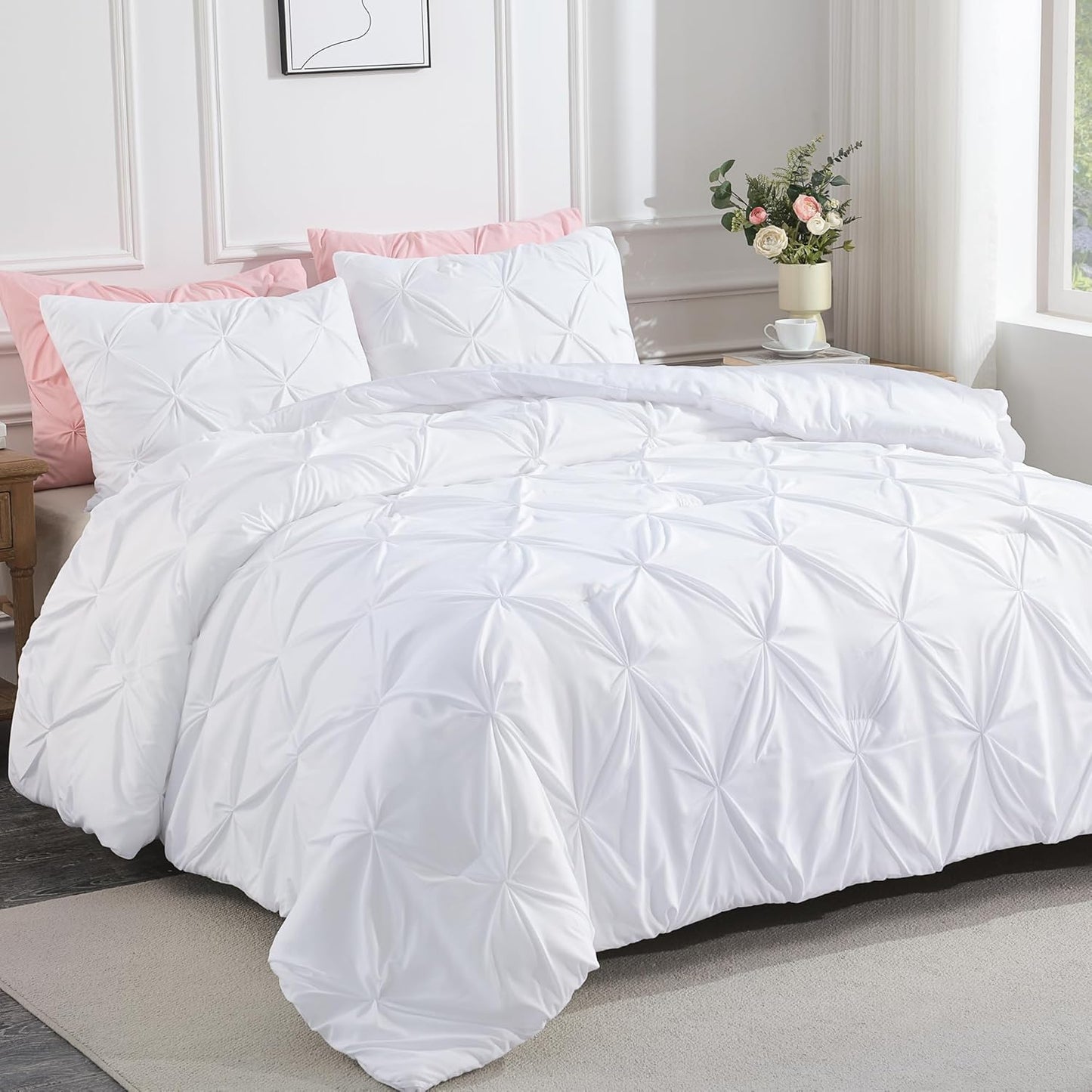 Andency White California King Comforter Set for Cozy Elegance