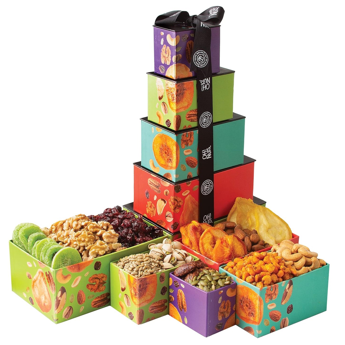 Gourmet Dried Fruit and Nuts Gift Basket Tower for Any Occasion