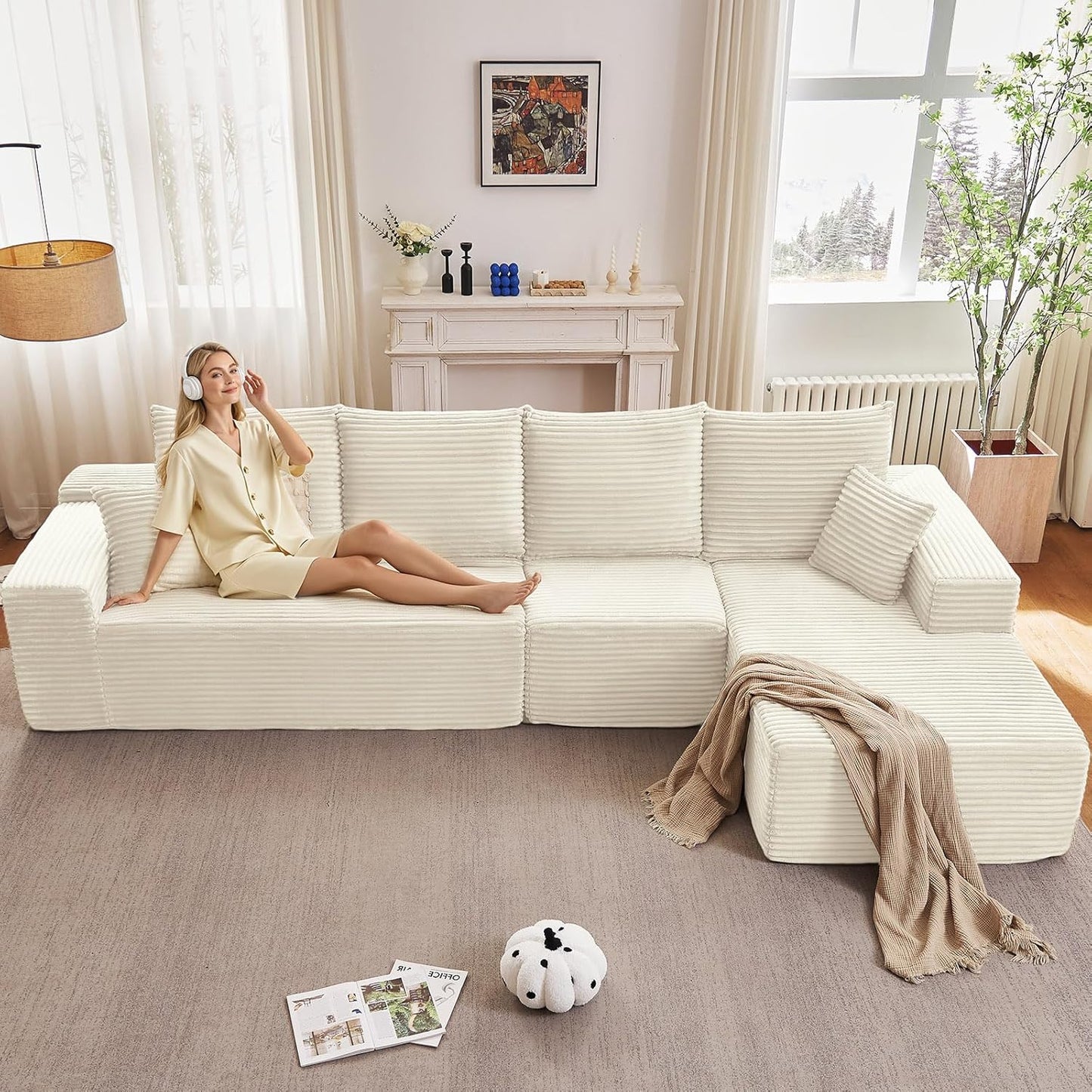 135 Cloud Sectional Couch with L-Shape Chaise for Comfort