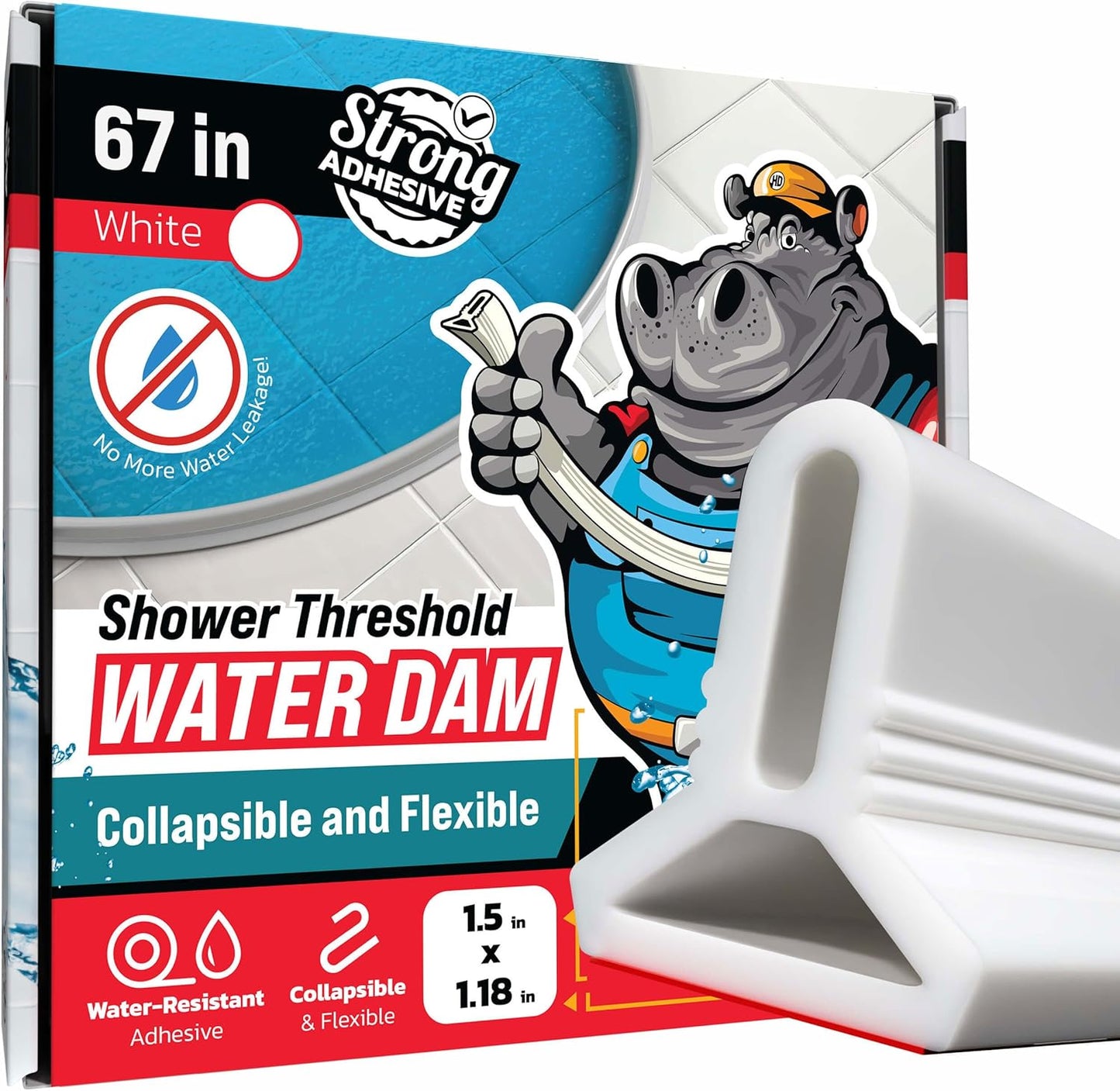Shower Threshold Water Dam Barrier 67in - Durable Water Blocker