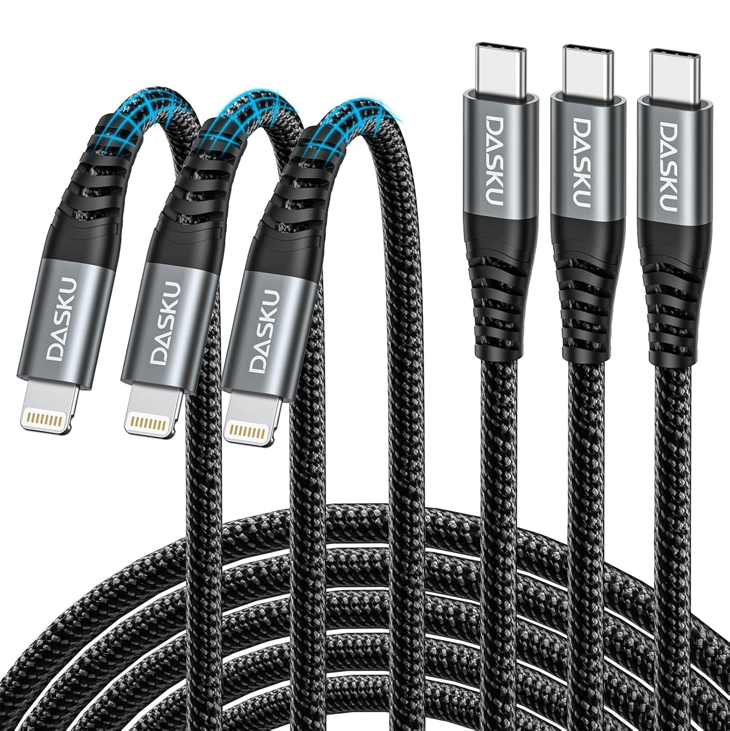 Apple MFi Certified Fast Charger Cable Trio for iPhone