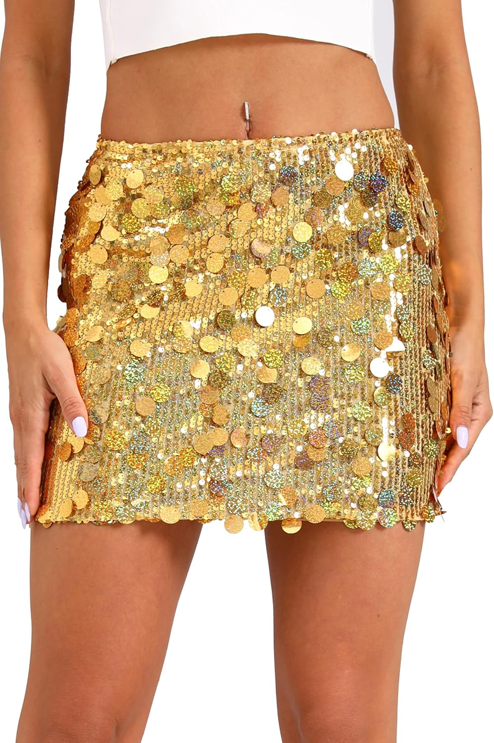 GUANYY Sequin Skirt for Women - Sparkly Mini Clubwear