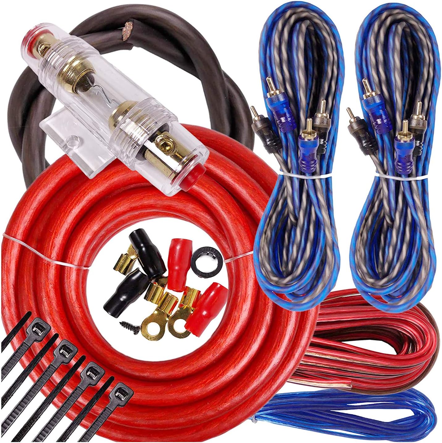 Complete 4 Channels 2000W Amplifier Installation Wiring Kit